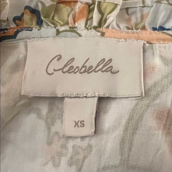 Cleobella Farrah Floral Ruffle Pleated Neckline Babydoll Mini Dress Cotton Sz XS - Picture 8 of 11